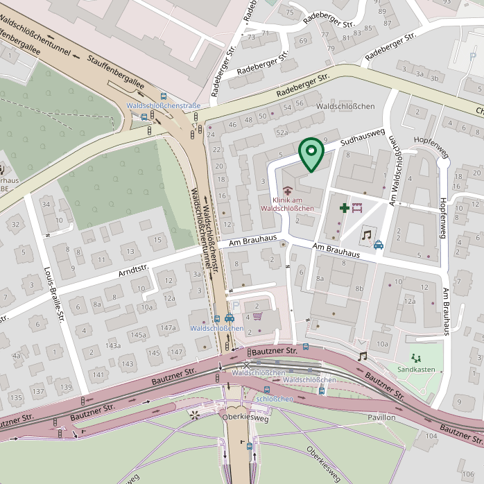 Kartenausschnitt mit Markierung von openstreetmap.de